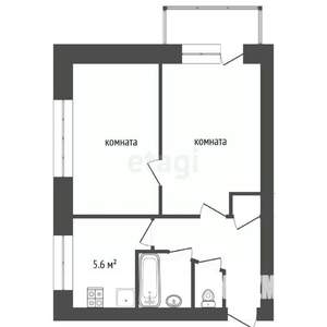 2-к квартира, вторичка, 39м2, 5/5 этаж
