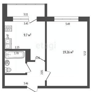 1-к квартира, вторичка, 39м2, 3/11 этаж