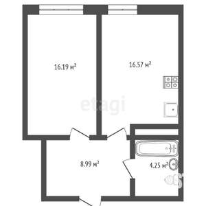 1-к квартира, вторичка, 37м2, 1/9 этаж