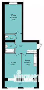 2-к квартира, строящийся дом, 68м2, 12/12 этаж