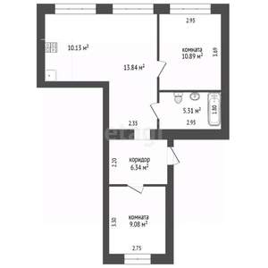 3-к квартира, вторичка, 56м2, 1/3 этаж