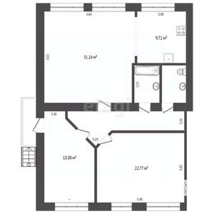 1-к квартира, вторичка, 95м2, 1/3 этаж