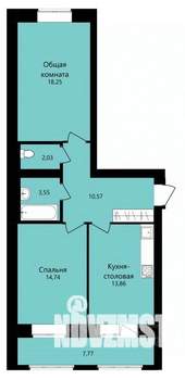 2-к квартира, строящийся дом, 67м2, 6/12 этаж