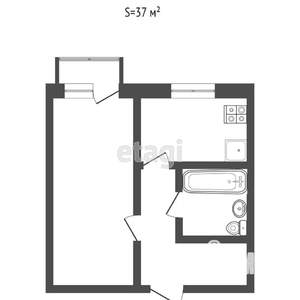 1-к квартира, вторичка, 37м2, 9/9 этаж