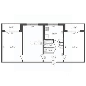 3-к квартира, вторичка, 64м2, 2/4 этаж