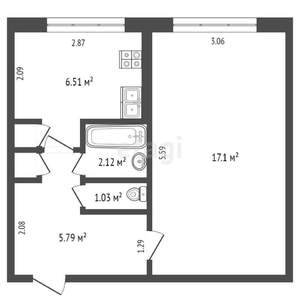 1-к квартира, вторичка, 33м2, 3/5 этаж