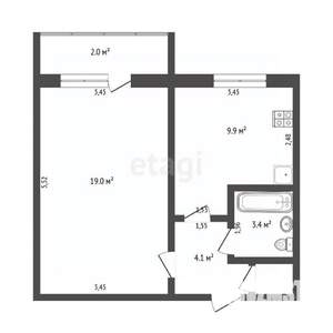 1-к квартира, вторичка, 37м2, 6/10 этаж