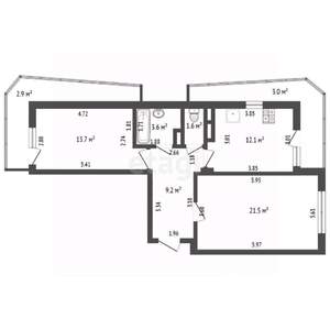 2-к квартира, вторичка, 62м2, 15/16 этаж