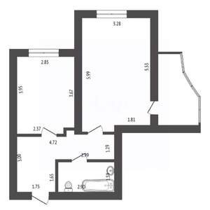 1-к квартира, вторичка, 44м2, 4/16 этаж