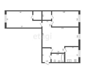 3-к квартира, вторичка, 60м2, 1/5 этаж