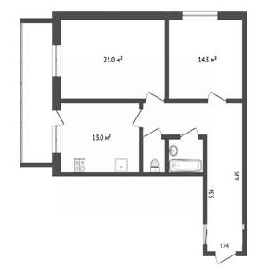 2-к квартира, вторичка, 68м2, 9/9 этаж