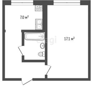 1-к квартира, вторичка, 33м2, 5/5 этаж