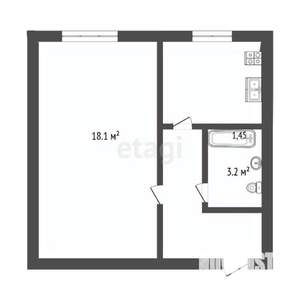 1-к квартира, вторичка, 34м2, 4/5 этаж