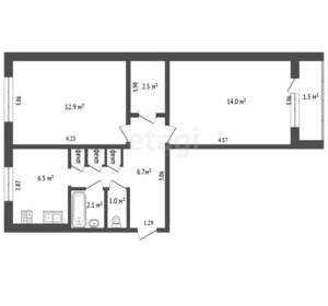 2-к квартира, вторичка, 47м2, 1/5 этаж