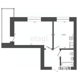 1-к квартира, вторичка, 42м2, 14/16 этаж