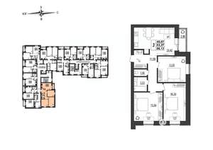 3-к квартира, строящийся дом, 86м2, 8/9 этаж