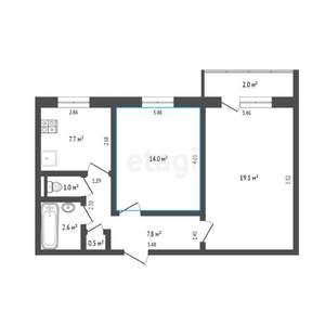 2-к квартира, вторичка, 53м2, 7/10 этаж