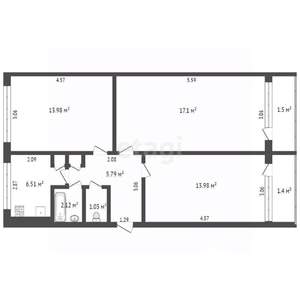 3-к квартира, вторичка, 61м2, 4/5 этаж