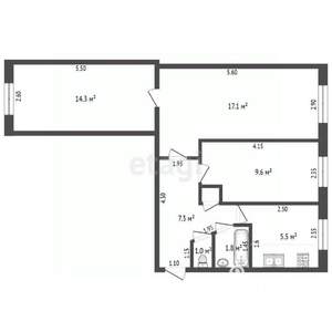 3-к квартира, вторичка, 57м2, 1/5 этаж