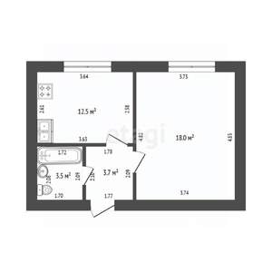 1-к квартира, вторичка, 35м2, 1/3 этаж