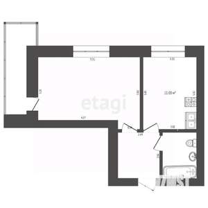 1-к квартира, вторичка, 42м2, 14/16 этаж