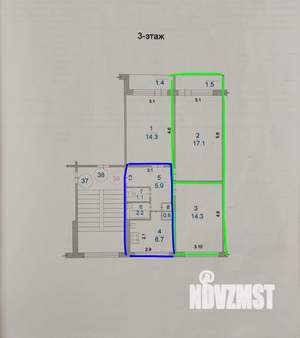3-к квартира, вторичка, 62м2, 3/5 этаж