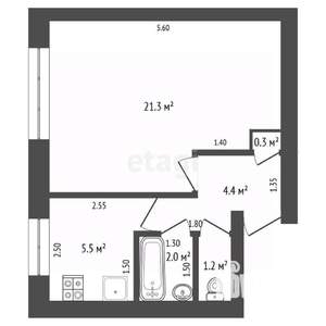 1-к квартира, вторичка, 35м2, 1/5 этаж