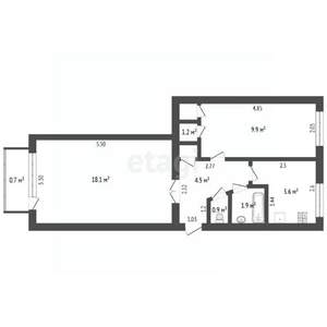 2-к квартира, вторичка, 42м2, 5/5 этаж