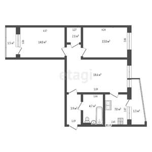 3-к квартира, вторичка, 64м2, 8/9 этаж