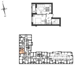 1-к квартира, вторичка, 38м2, 9/9 этаж