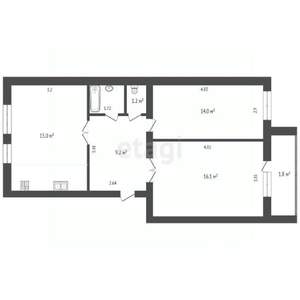 2-к квартира, вторичка, 59м2, 1/5 этаж