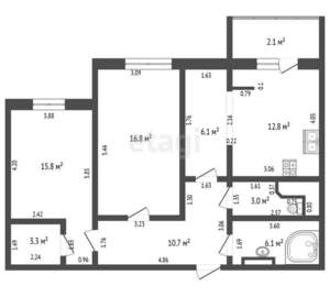 2-к квартира, вторичка, 79м2, 4/10 этаж