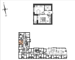 1-к квартира, строящийся дом, 33м2, 3/9 этаж