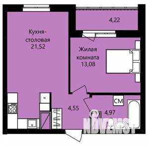 1-к квартира, строящийся дом, 46м2, 12/14 этаж