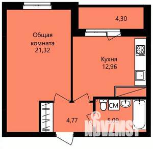1-к квартира, строящийся дом, 46м2, 1/14 этаж