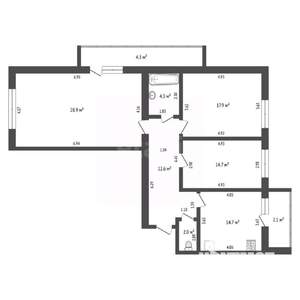 3-к квартира, вторичка, 95м2, 9/10 этаж