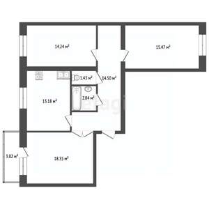 3-к квартира, вторичка, 80м2, 7/11 этаж