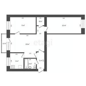 3-к квартира, вторичка, 55м2, 5/5 этаж