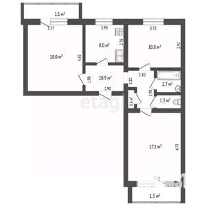 3-к квартира, вторичка, 70м2, 1/5 этаж