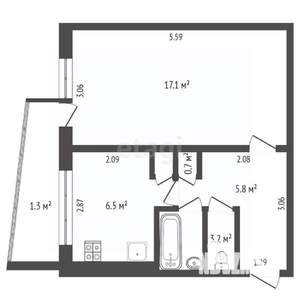 1-к квартира, вторичка, 33м2, 1/5 этаж