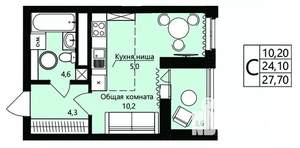 Студия квартира, вторичка, 24м2, 3/18 этаж