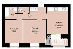 2-к квартира, строящийся дом, 61м2, 1/12 этаж