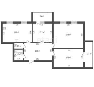 3-к квартира, вторичка, 95м2, 4/10 этаж