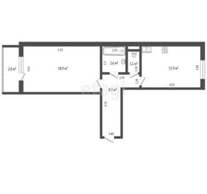 1-к квартира, вторичка, 43м2, 1/10 этаж