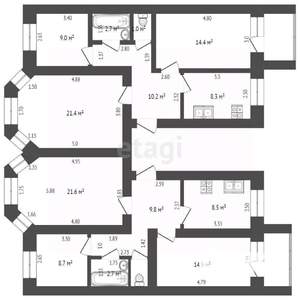 4-к квартира, вторичка, 134м2, 4/6 этаж