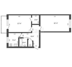2-к квартира, вторичка, 47м2, 3/5 этаж