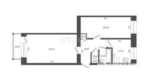 2-к квартира, вторичка, 43м2, 1/5 этаж