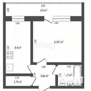 1-к квартира, вторичка, 30м2, 4/9 этаж