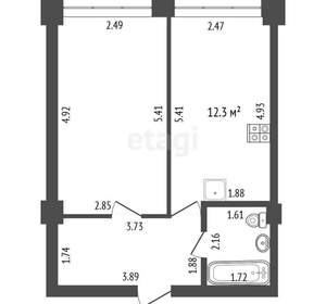 1-к квартира, вторичка, 41м2, 2/2 этаж