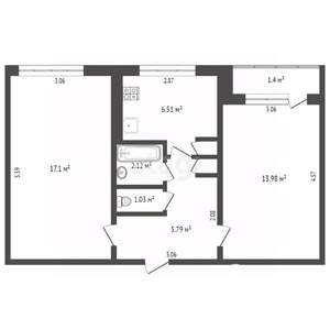 2-к квартира, вторичка, 48м2, 4/5 этаж
